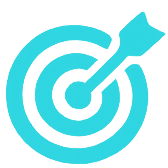 Teal target icon with an arrow hitting the center